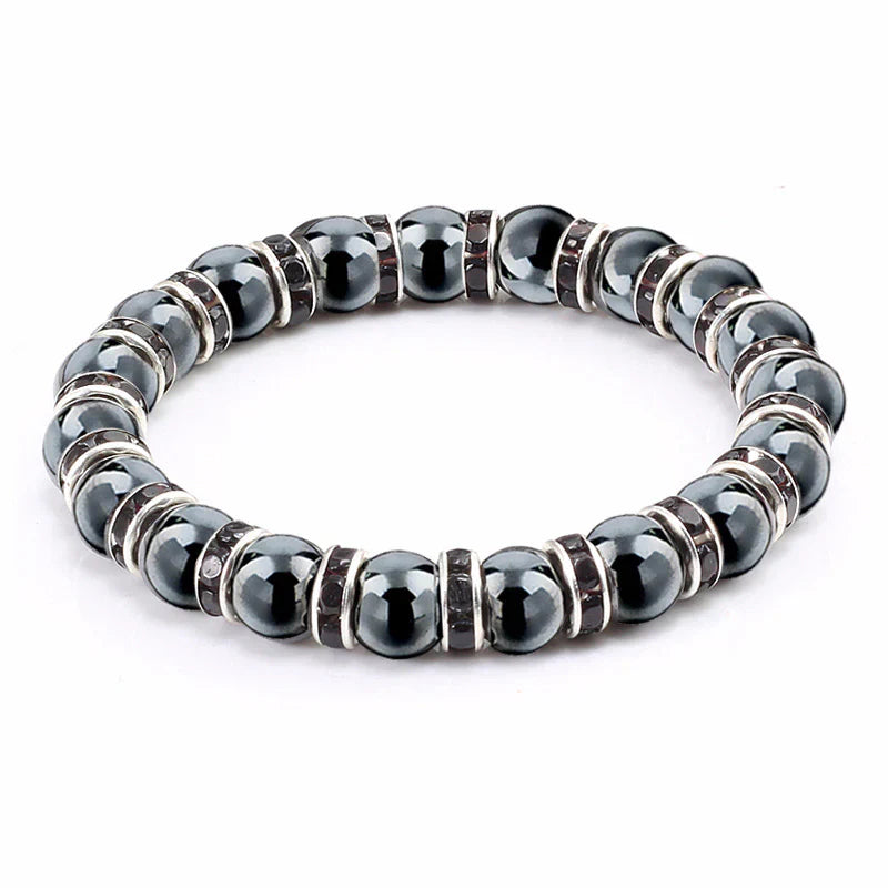 Haematite Beaded Bracelet Single Circle Couple Micro Inlay Rhinestones