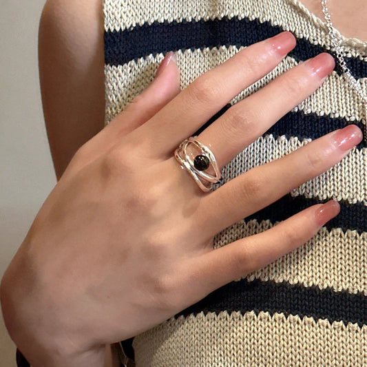 Cross Simple Black Agate Texture Multi-layer