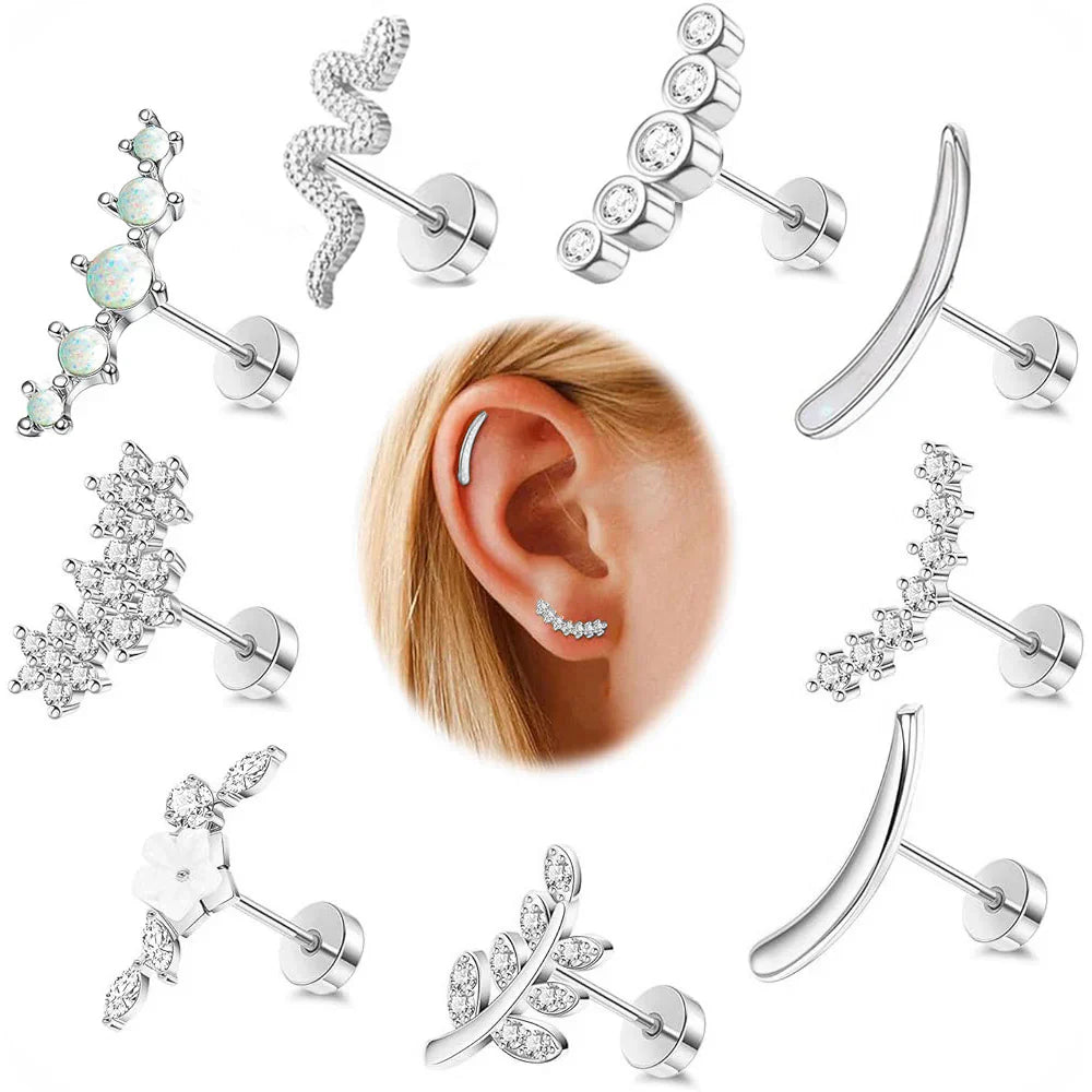 Screw Screw Round Piece Ear Studs Stainless Steel Electroplating Ear Ear Bone Pin