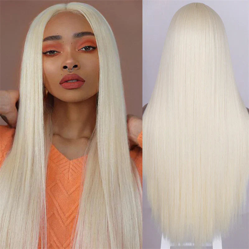 Black Long Straight Center Point Natural And Lifelike Headgear