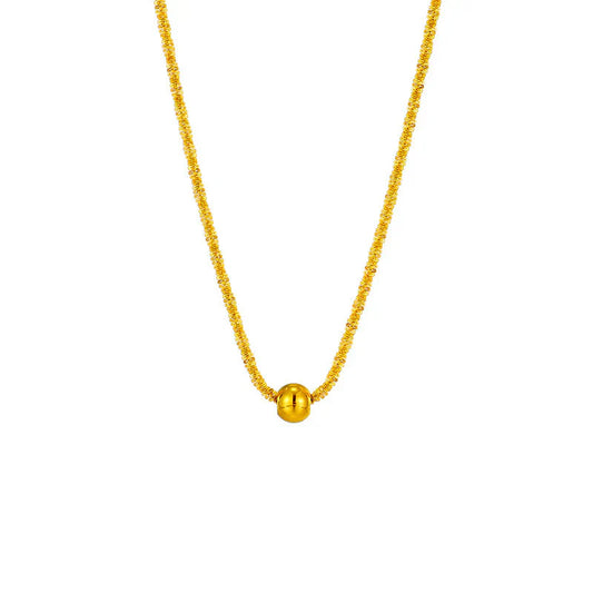 Metal Round Beads Thread Wave Necklace