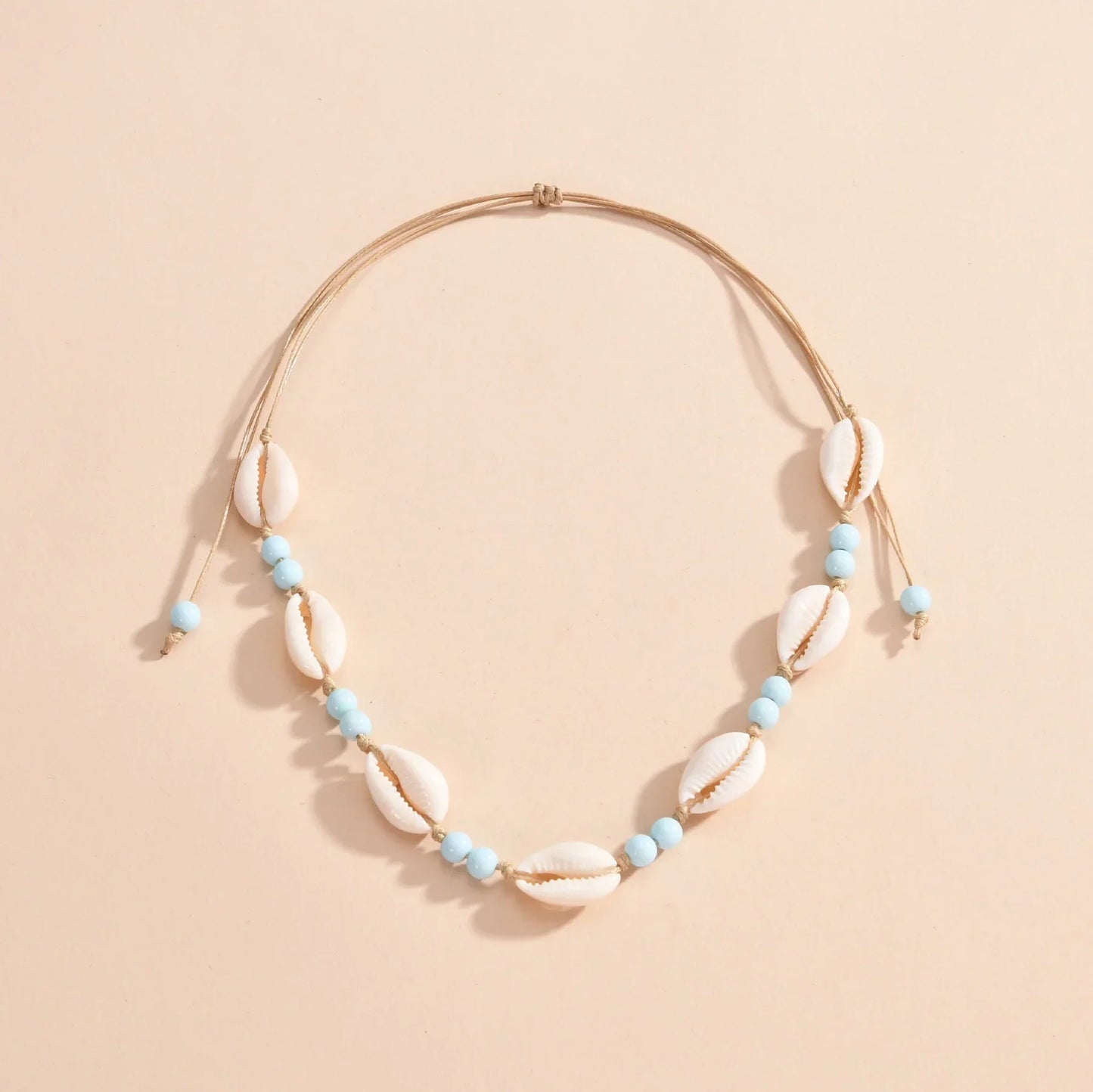 Personalized Shell Bead Hand-knit Necklace