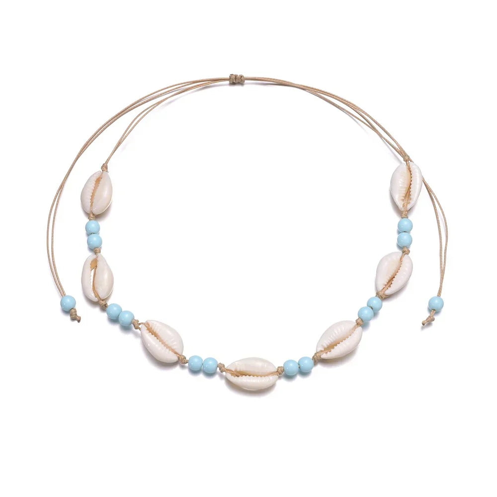 Personalized Shell Bead Hand-knit Necklace