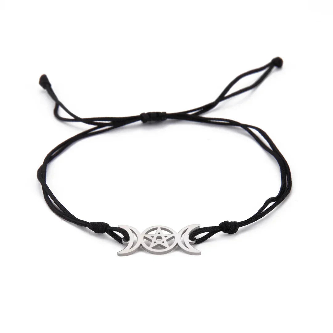 Cartoon Fashion Girlfriends Same Style Hollow-out Double Crescent Pentagram Jade Thread Bracelet