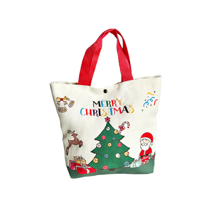 Cartoon Santa Snowman Tote Canvas Bag